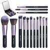 Image of 14-Piece Makeup Brush Set with Illuminated Mirror, Portable Short Handle,Led Light,Usb Rechargeable Makeup Brushes Kit