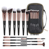 Image of 18-Piece Professional Premium Synthetic Makeup Brush Set with Case - Foundation, Kabuki, and Eye Brushes (Black Gold)