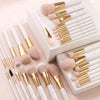Image of 30-Piece Professional Makeup Brush Set - Premium Vegan Synthetic Kabuki Foundation, Blending, Face Powder, Blush, Concealer, and Eyeshadow Brushes in White and Rose Gold