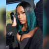 Image of 4x4 Lace Closure short Bob Wigs Human Hair T1B/green Color