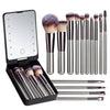 Image of 14-Piece Makeup Brush Set with Illuminated Mirror, Portable Short Handle,Led Light,Usb Rechargeable Makeup Brushes Kit