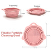 Image of Portable Foldable Silicone Makeup Brush Cleaner Bowl for Brushes, Powder Puffs, and Sponges (Pink)