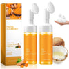 Image of 2 Pcs Turmeric Glow Wash Face Wash with Brush, Deep Cleansing Facial Skin Turmeric Foaming Face Wash.