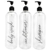 Image of 32 oz Clear Plastic Pump Bottles Set for Shampoo, Conditioner, and Body Wash - 3 Pack