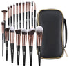 Image of 18-Piece Professional Premium Synthetic Makeup Brush Set with Case - Foundation, Kabuki, and Eye Brushes (Black Gold)