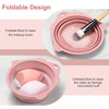 Image of Portable Foldable Silicone Makeup Brush Cleaner Bowl for Brushes, Powder Puffs, and Sponges (Pink)