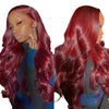 Image of European and American fashion wine red wig hot selling front lace big wave long curly hair wig full head cover
