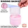 Image of Leak-Proof Denture Case for Travel - Soaking Container for Full & Partial Dentures and Retainers with Cleaning Kit and Brush - Pink