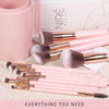 Image of Beauty 15-Piece Award-Winning Pink Makeup Brush Set with Case, Makeup Sponge, Brush Cleaner, Guide, and Gift Box