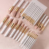 Image of 30-Piece Professional Makeup Brush Set - Premium Vegan Synthetic Kabuki Foundation, Blending, Face Powder, Blush, Concealer, and Eyeshadow Brushes in White and Rose Gold