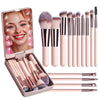 Image of 14-Piece Makeup Brush Set with Illuminated Mirror, Portable Short Handle,Led Light,Usb Rechargeable Makeup Brushes Kit