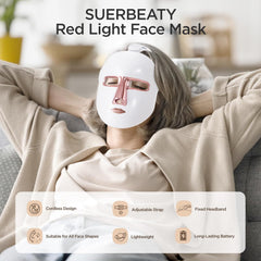 Professional Red Light Therapy Mask for Facial Skincare, 7-in-1 Color Options, Cordless and Rechargeable for At-Home Use