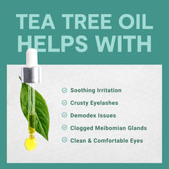 Tea Tree Eyelid Cleanser Wipes - 30 Individually Wrapped Towelettes for Soothing Dry Eye Relief, Demodex Removal, and Eyelash Care