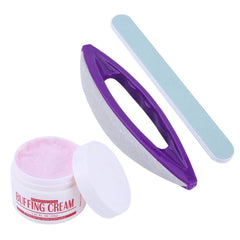 Nail Buffer and Shine Professional Kit - 3-Piece Manicure Tool Set with Buffing Cream, Nail Brush, and Polishing Strips for Perfectly Polished Fingernails