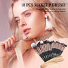 Image of 18-Piece Professional Premium Synthetic Makeup Brush Set with Case - Foundation, Kabuki, and Eye Brushes (Black Gold)