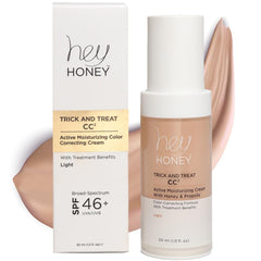Trick and Treat CC² Cream SPF 46 - Active Moisturizing Color Correcting Cream with Honey & Propolis for Rosacea, Skin Redness, and Mature Skin - Cruelty-Free - 1 Oz (Light Tone)