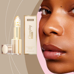 OUHOE Gold Leaf Color Change Nourishing Lip Balm, Nourishing Moisturizing Hydrating Glass Soft Moisturizing Lip Skin Non-Greasy Lip Balm