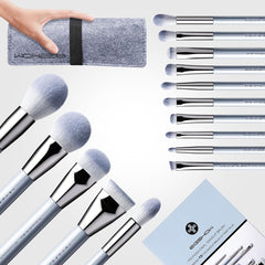 15-Piece Professional Makeup Brush Set with Case - Premium Synthetic Brushes for Foundation, Contouring, Concealers, Blush, and Eye Shadow (Baby Blue)
