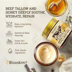 Beef Tallow Whipped Balm with Honey - Moisturizing Face Cream for Wrinkles, Dry Skin, and Fine Lines - 4.23 Oz