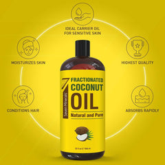Pure Fractionated Coconut Oil - 32 Fl Oz - Non-GMO, 100% Natural Lightweight Massage Oil for Skin and Hair - Ideal Carrier Oil for Essential Oils