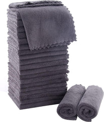 Premium Ultra Soft Coral Velvet Washcloth Set - 24 Pack, 12 x 12 Inches - Quick Drying and Highly Absorbent for Bath, Spa, and Facial Use (Grey)