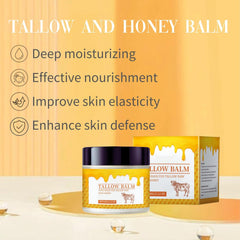Whipped Tallow and Honey Balm - Organic Grass-Fed Beef Tallow Skin Care for Face and Body - Nourishing Body Cream and Butter for Dry Skin