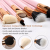 Image of 12-Piece Pink Synthetic Makeup Brush Set with Holder - Travel-Friendly Organizer for Foundation, Powder, Contour, Blush, and Eye Cosmetics, Includes Bonus Makeup Sponge