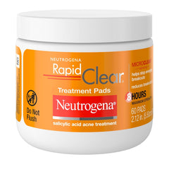 Rapid Clear Maximum Strength Acne Treatment Pads with 2% Salicylic Acid for Acne-Prone Skin, Oil-Free Facial Cleansing Pads, 60 Count
