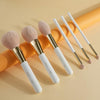 Image of 30-Piece Professional Makeup Brush Set - Premium Vegan Synthetic Kabuki Foundation, Blending, Face Powder, Blush, Concealer, and Eyeshadow Brushes in White and Rose Gold