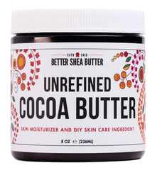 100% Pure Unrefined Cocoa Butter - Deep Moisturizing Formula for Skin, Reduces Scars and Stretch Marks, Soothes Dryness - 8 Oz Jar