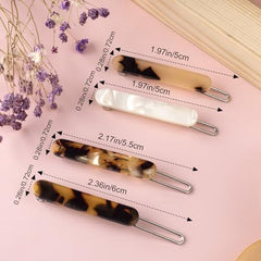 Set of 4 Tortoise Shell French Barrettes for Fine Hair - 2 Inch Clips for Women