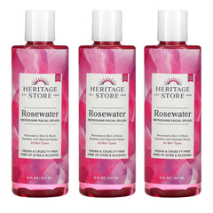 Heritage Store Rosewater Aromatherapy Water, 8 Fl Oz (Pack of 3)