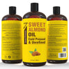 Image of Pure Cold Pressed Sweet Almond Oil - 32 Fl Oz - Unrefined & 100% Natural - Ideal for Skin & Hair - No Added Ingredients - Excellent Carrier Oil for Essential Oils