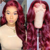 Image of European and American fashion wine red wig hot selling front lace big wave long curly hair wig full head cover