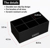 Image of N2 Acrylic Makeup Brush Holder - Elegant Black Organizer for Vanity with 6 Slots for Brushes, Pencils, Mascara, and Lipstick
