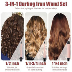 3-in-1 Interchangeable Ceramic Hair Curling Iron