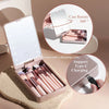 Image of 14-Piece Makeup Brush Set with Illuminated Mirror, Portable Short Handle,Led Light,Usb Rechargeable Makeup Brushes Kit