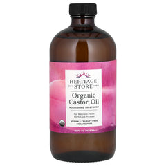 Heritage Store Organic Castor Oil, 16 Fl Oz (480 mL) - Cruelty-Free and Eco-Friendly