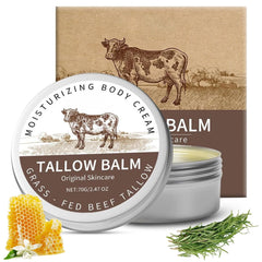 Beef Tallow and Honey Balm - Natural Moisturizing Body Cream for Sensitive Skin, Made with Organic Grass-Fed Beef Tallow
