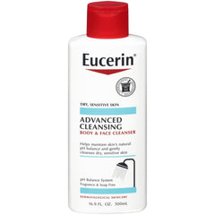 Eucerin Face Body Cleanser Limpiador PH Gentle Piel Seca Sensible 16.9Oz