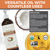 Image of Organic Fractionated Coconut Oil - Versatile Moisturizer for Skin and Hair, Ideal for Relaxing Massages and Essential Oil Blending, 16 Fl Oz