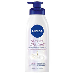 Sensitive and Radiant Body Lotion for Sensitive Skin, Hypoallergenic and Fragrance-Free Formula with Deep Nourishing Serum, Pearl Extract, and Provitamin B5, 16.9 Fl Oz
