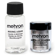 Makeup Metallic Powder (0.17 oz) with Mixing Liquid (1 oz) - Silver