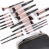Image of 18-Piece Professional Premium Synthetic Makeup Brush Set with Case - Foundation, Kabuki, and Eye Brushes (Black Gold)