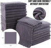 Image of Premium Ultra Soft Coral Velvet Washcloth Set - 24 Pack, 12 x 12 Inches - Quick Drying and Highly Absorbent for Bath, Spa, and Facial Use (Grey)