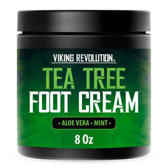 Tea Tree Foot Cream for Dry and Cracked Heels - Repair Balm with Aloe Vera and Mint (8 oz)