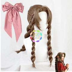 Aerith Gainsborough Wig FF VII 7 Remake Cosplay Brown Braid Long Heat Resistant Synthetic Hair Halloween Costume