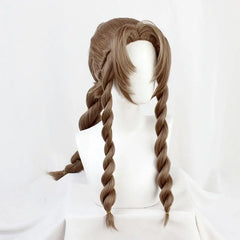 Aerith Gainsborough Wig FF VII 7 Remake Cosplay Brown Braid Long Heat Resistant Synthetic Hair Halloween Costume