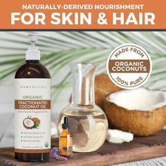 Organic Fractionated Coconut Oil - Versatile Moisturizer for Skin and Hair 16 Fl Oz