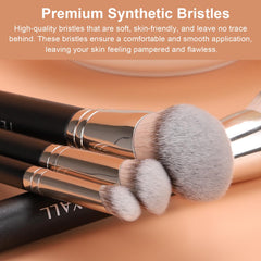 Professional Foundation Contour and Conceal Brush Set, 3-Piece Angled Synthetic Kabuki Brushes for Blending